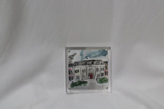Alpha Omicron Pi Acrylic Framed House Painting