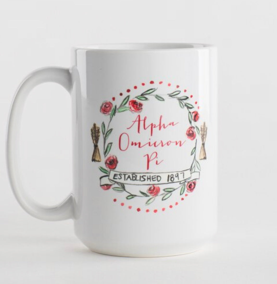 Alpha Omicron Pi Motif Mug