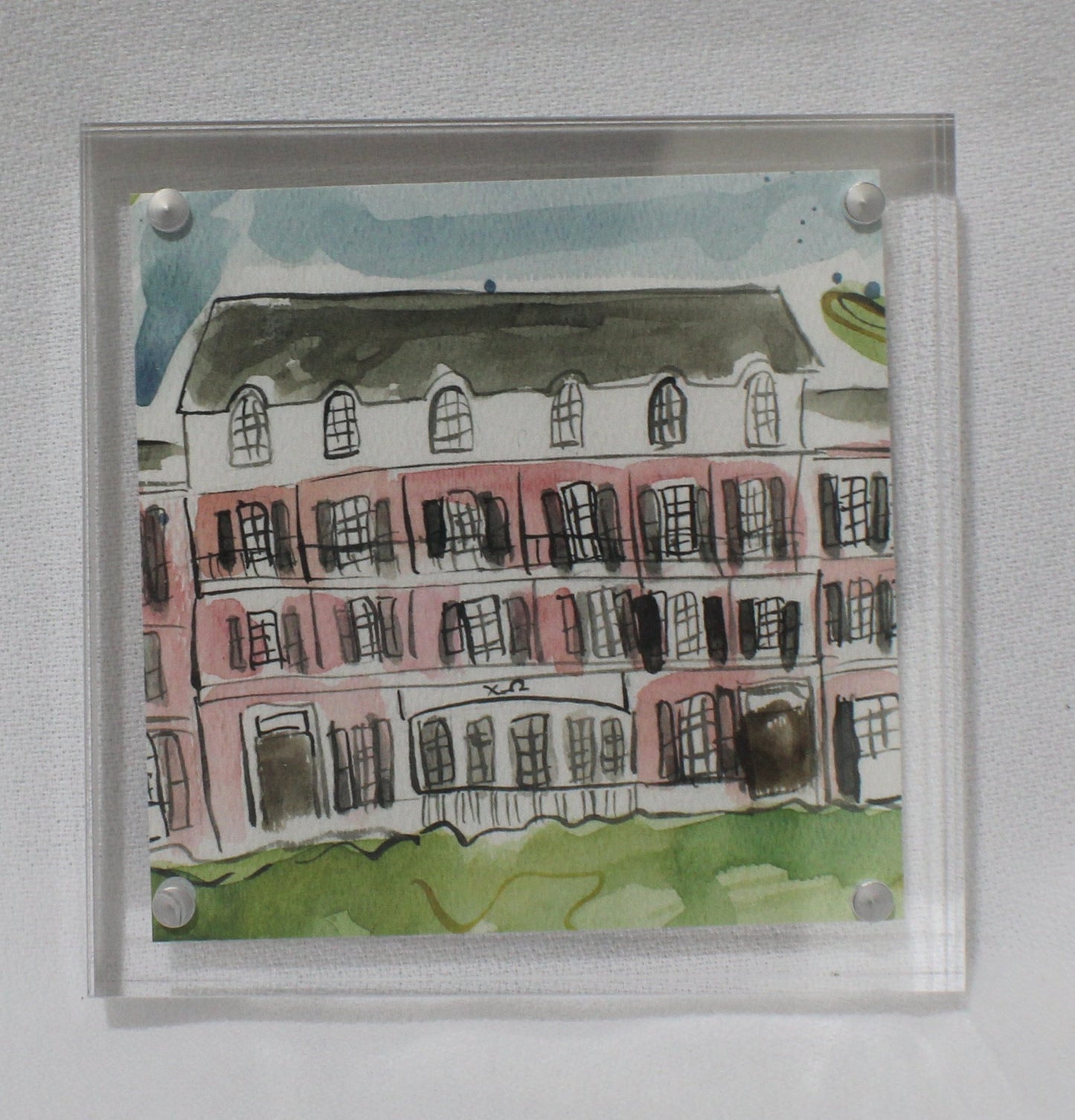 Chi Omega Acrylic Framed House Painting