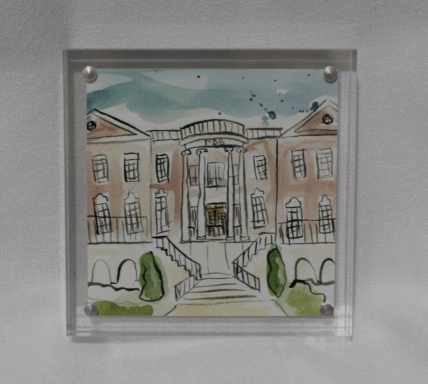 Gamma Phi Beta Acrylic Framed House Painting