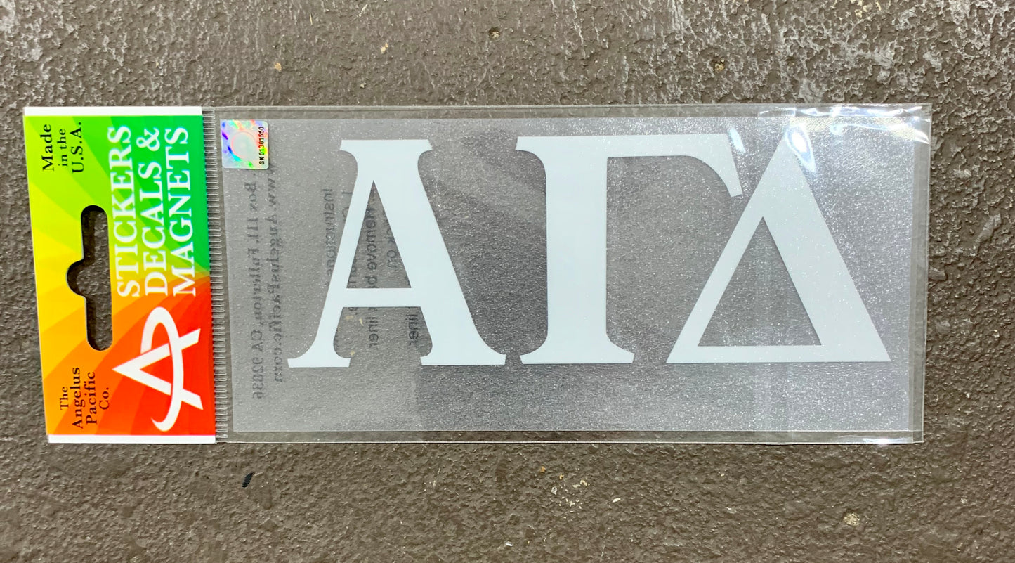 Alpha Gamma Delta White Car Decal