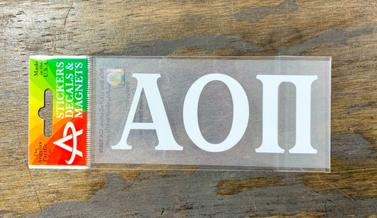 Alpha Omicron Pi White Car Decal