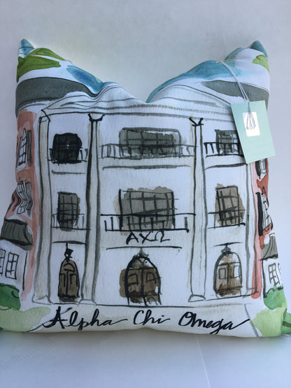 Alpha Chi Omega Watercolor Sorority House Pillow