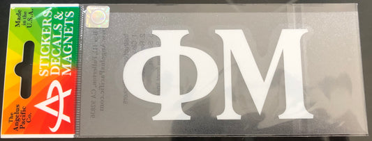 Phi Mu White Car Decal
