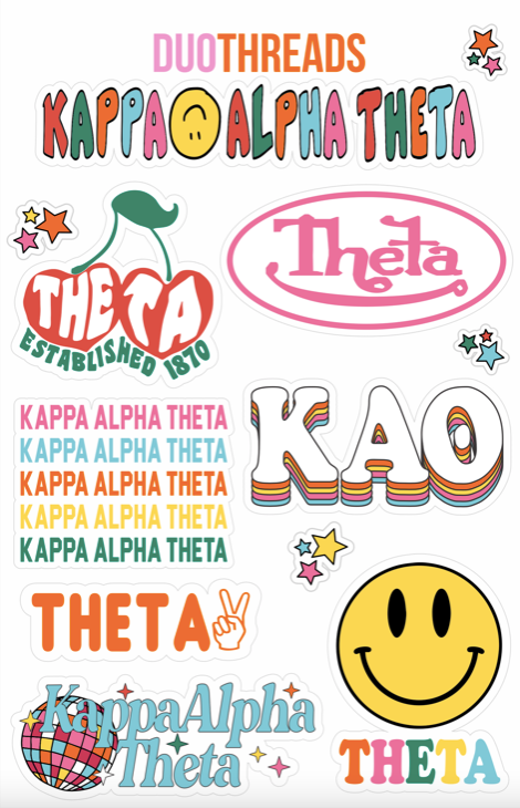 Kappa Alpha Theta Colorful Sticker Sheet