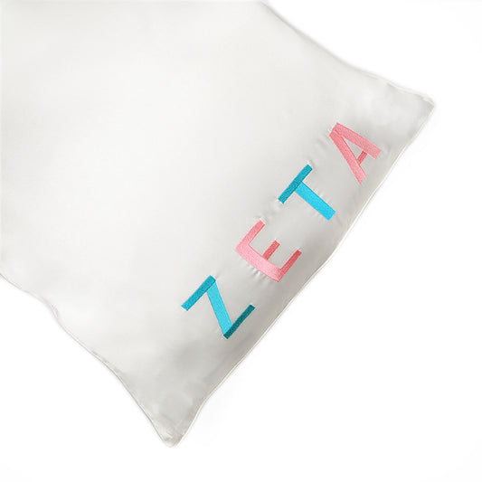 Zeta Tau Alpha Satin Embroidered Pillowcase